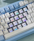 Morandi 35 Pack 5 Pin Linear Mechanical Keyboard Switches With Dope Bottom Out Feedback Crisp Feel High Transmittance PMMA Light Guide And Even RGB Illumination For Your Keyboard, white RGB switch close-up