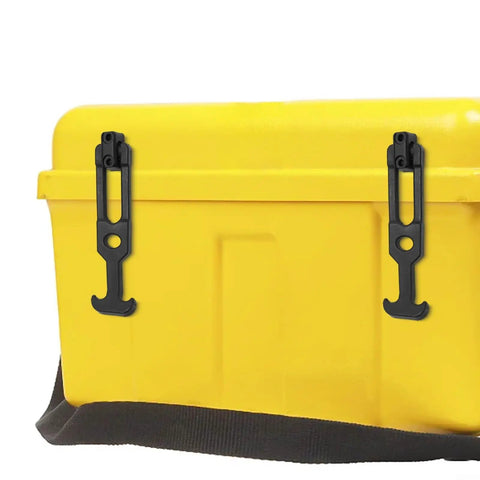 2 Pack T Handle Rubber Draw Latches For Toolboxes Golf Carts Hoods And Trailers Flexible Elastic Catch Black on Yellow Toolbox