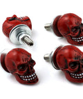 Skull License Plate Screws 4 Pack Universal Fit For Cars Trucks And Motorcycles Red Premium Dope Car Accessories