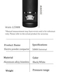 Product dimensions of the Game Changing Electric Coffee Tamper With 30 Kg Steady Pressure And Easy Touch Screen Controls shown in a clear layout.