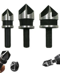 3-Pack Countersink Drill Bit Set for Woodworking, Chamfer Tool Kit With Quick Change Compatibility, Adjustable Bevel Cutter