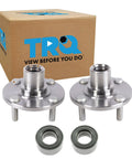 Two Piece Front Wheel Bearing And Hub Kit Compatible With Mitsubishi Lancer 2002 2006 And Mirage 2000 2002 Replacement DIY Friendly Replaces Worn Hubs And Bearings, showing two hubs and two bearings with packaging.