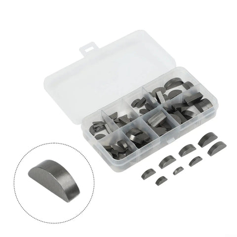 Half Moon Keys Set Carbon Steel Keyway And Key Stock Kit With Storage Box 80 Piece Assortment for Shaft And Crank in box