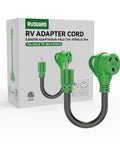 Green 30 Amp To 110 Volt RV Adapter Cord 12 Inch NEMA TT30R To NEMA 5 15P Power Converter With LED Indicator ETL Listed