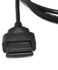Close-up of male connector on 9.8ft OBD II 16Pin Car Diagnostic Extension Cable Male to Female Flexible Durable OBD Tool Extender