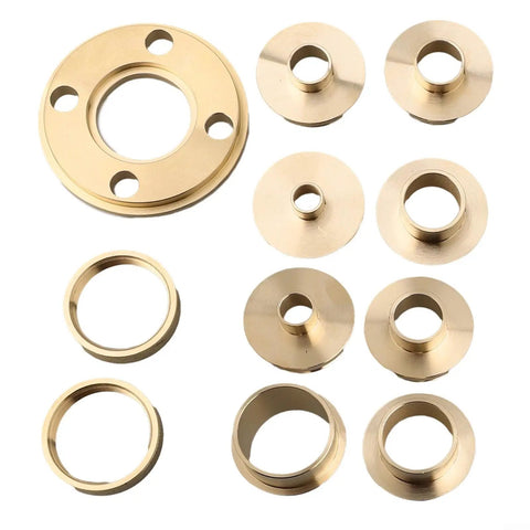 Killer Brass Router Guide Bushing Set Delivers Rock Solid Routing Precision for Dovetail Cutting and Hinge Mortising includes 10 brass bushings.