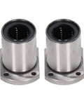 Heavy Duty Linear Motion Bearing Set With 25Mm Bore Ellipse Flange Ball Bearings 2 Pack For Machinery Equipment Built To Last From Bearing Steel Wear Resistant And Smooth Friction Reduction, two bearing units front view