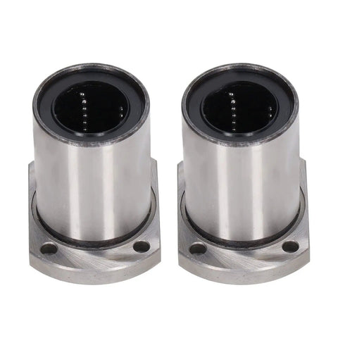 Heavy Duty Linear Motion Bearing Set With 25Mm Bore Ellipse Flange Ball Bearings 2 Pack For Machinery Equipment Built To Last From Bearing Steel Wear Resistant And Smooth Friction Reduction, two bearing units front view