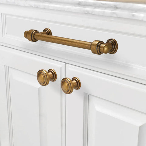 Twenty Pack Antique Brass Kitchen Cabinet Handles Six And A Quarter Inch Center To Center 160mm Vintage Drawer Pulls