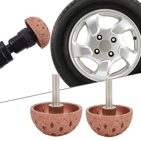 Built Tough Two Piece Tungsten Steel Bowl Grinding Heads For Tire Repair Angle Grinder Attachments with rubber tire surface.