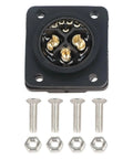 Bulletproof Eight Pin IP67 Energy Storage Connector Rated For 50 Amps And 500 Volts with four screws for EV and solar battery usage.
