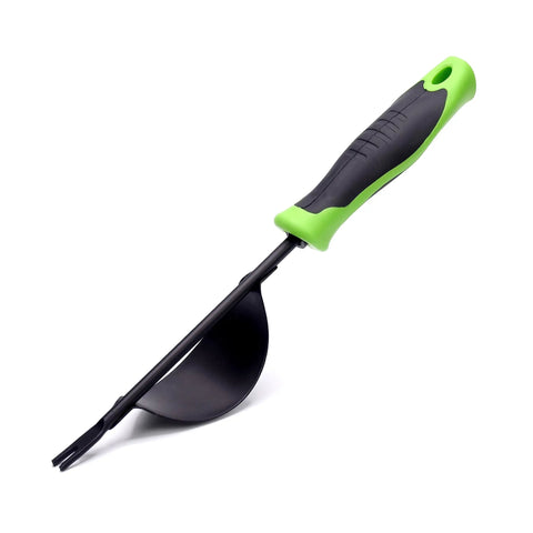 Heavy Duty Weeding Tool With Lever Design Weed Puller, ergonomic grip, V-shaped fork, black and green handle for easy weeding