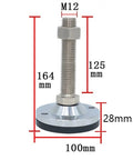 4 Pack Heavy Duty Adjustable Leveling Feet M12 With Non Slip Flat Cup Bottom Lip Design For Even Weight Distribution Built To Last Stainless Steel Durable Feet With Galvanized Surface For Furniture Support D100x125mm. M12 leveling foot, 100mm base, 125mm stem, 28mm pad