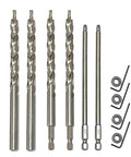 4 Piece 3 By 8 Inch Drill Bit Set With Depth Stop Collar And 2 SQ2 Screwdriver Bits One Quarter Hex And Round Shank Replacement