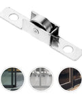 Top Shelf Sliding Door Window Pulley Roller With 10mm Metal Replacement Wheel Kit For Patio And Closet Doors close-up view of roller with metal finish.
