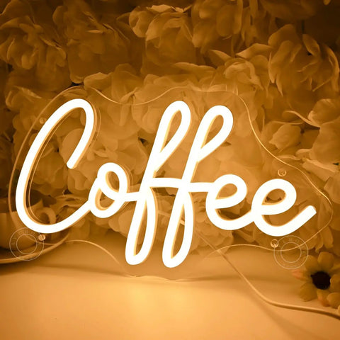 Coffee Neon Light Sign USB Powered Wall Or Table Decor For Home Kitchen Cafe Bar Warm White 11.8 Inch By 6.69 Inch