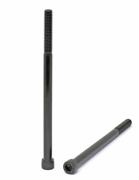 Top Shelf Alloy Steel Hex Socket Head Cap Screws 3/8 16 X 6-1/2 partially threaded with black oxide finish, two pieces shown.