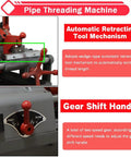 Heavy Duty Electric Pipe Threader Machine For 1/2 To 3 Inch Gas Water Pipes NPT Dies Automatic Retraction 110V features automatic retracting tool mechanism.