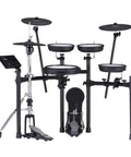 Electronic V Drums Kit With Floating Hi Hat And Large Cymbal Pads For Realistic Drumming, Bluetooth Audio And MIDI setup.