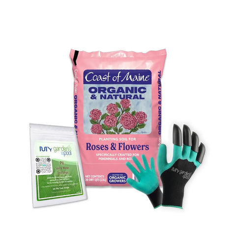 Roses And Flower Planting Soil That Keeps Your Blooms Poppin With Moisture Control 20 Qt Includes My Garden Pool 7 In 1 Soil Test Strips 20 Ct And Claw Gardening Gloves