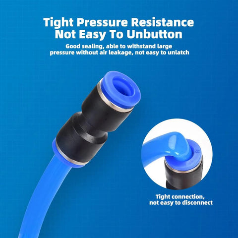 CGELE quick-connect air hose fitting, blue and black plastic with metal ring, for 5/32–1/2 in tubing.