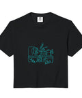 Cool Machinist Gifts Vise Gauge Square Tools Crop Top For Guys Boxy Fit Heavyweight Soft Washed 100% Cotton Tshirt In Beige with lathe print.
