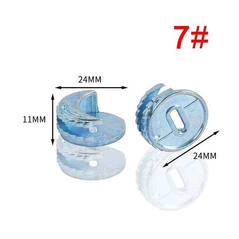 Fifty Piece Heavy Duty Cam Lock Furniture Connectors With Adjustable Eccentric Wheel Design For Rock Solid Cabinet Assembly And No Sweat Woodworking Projects That Grip Tight, blue cam lock connectors 24mm diameter.