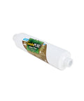 Top Shelf Inline Garden Hose Carbon Water Filter to Kick Chlorine and Chloramine to the Curb for Hydroponic and Aeroponic Systems, compact white filter.