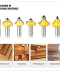 Top Shelf 35 Piece 1/2 Inch Shank Flush Trim Router Bit Set With Heavy Duty Tungsten Carbide Tips For Woodworking And Milling That Will Kick Ass In Any Workshop Today, showing various router bits.