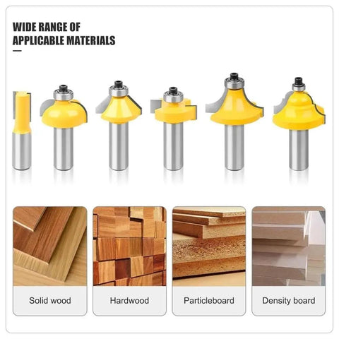 Top Shelf 35 Piece 1/2 Inch Shank Flush Trim Router Bit Set With Heavy Duty Tungsten Carbide Tips For Woodworking And Milling That Will Kick Ass In Any Workshop Today, showing various router bits.
