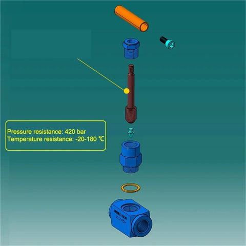 Needle valve, high-pressure through-plate, stainless steel (304/316L); blue body, 1/8–1 inch female threads