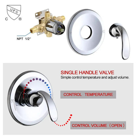 Chrome Shower Faucet Set With Pro Grade Valve High Pressure Three Way Diverter Dual Shower Head System with valve parts