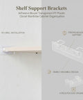 4 Pack Adhesive Mount Shelf Support Brackets Transparent PP Plastic For Closet Wardrobe Cabinet Organization Space Saver