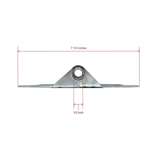 Front view of 18 GA Narrow Body Garage Door Hinges Galvanized Steel 2 Inch Wide With Bracket Hole Options and measurements