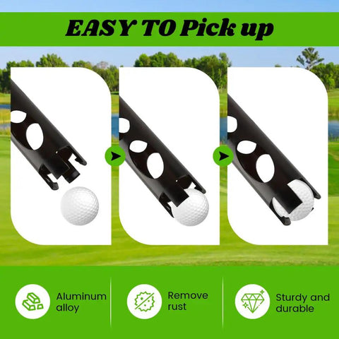 Long Handle 33 Inch Golf Ball Retriever Grabber Durable Plastic Ball Picker Upper Tube Holds Up To 21 Golf Balls in Action