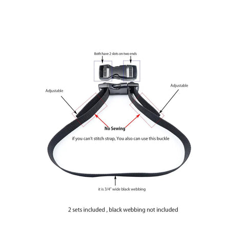 Image showing Easy Adjustable Side Release Buckle Three Quarter Inch Plastic Snap Buckle Clips For Backpack Straps Replacement No Sewing Needed Dual Side Length Adjustment.