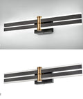 Sleek Aluminum Black And Gold LED Vanity Lights For Bathroom 24 Inch Wall Mount Fixtures Over Mirror With White Light 5500K