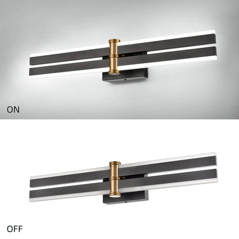Sleek Aluminum Black And Gold LED Vanity Lights For Bathroom 24 Inch Wall Mount Fixtures Over Mirror With White Light 5500K