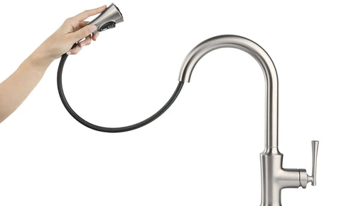 Antrom Kitchen Faucet With Pull Down Sprayer And Built In Soap Dispenser, Single Handle High Arc Faucet In Spot Defense Stainless Steel Finish