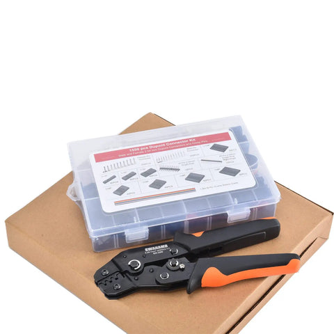 Self Adjusting Ratchet Crimping Tool Kit For AWG 23 To 17 Wire with 2.54mm Dupont Terminal Connectors and orange handles