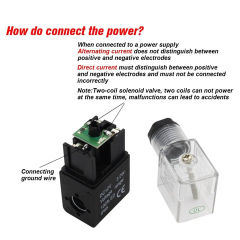 Heavy Duty 3V310-10 Solenoid Valve With 12mm Fittings Works On AC220V DC12V 24V AC110V For Pneumatic Components And Reversing Systems. Close-up of solenoid, ground wire connection, and transparent cap.