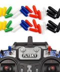 Colorful Rubber Anti Slip RC Transmitter Switch Caps Kit For Grab And Go Radios Like X9D Plus Q X7 X Lite shown on Flysky radio