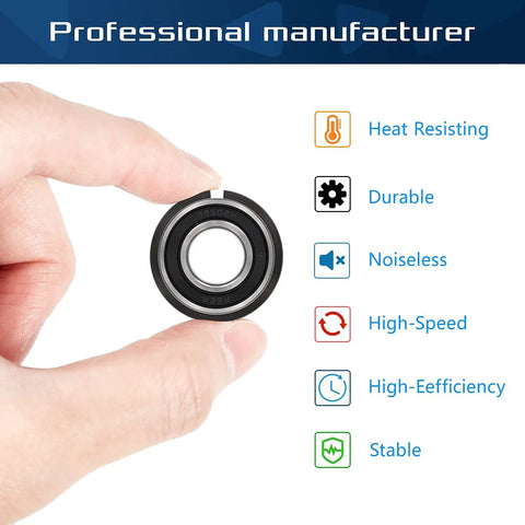 Person holding a deep groove wheel hub ball bearing set with double seal and snap ring, highlighting its features.