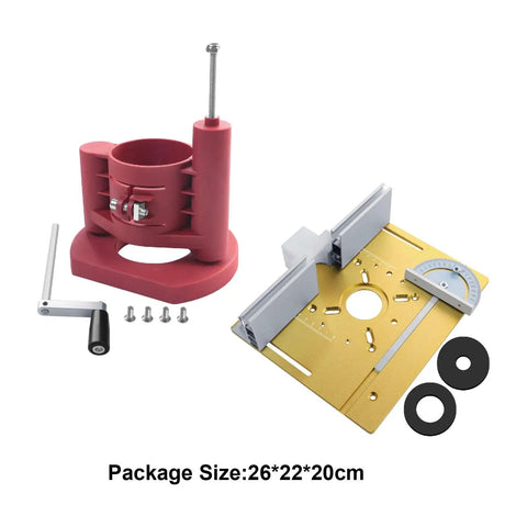 Precision Router Table Insert Plate With Micrometer Lift System Solid Aluminum Alloy Woodworking Accessory Kit with lifting mechanism.