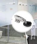 Four Pack Glass Door Hinges For Frameless Cabinets With Soft Close Dampers Built To Last High Strength Quiet Cabinet Hinges in a shower scene