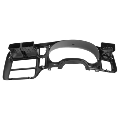 Angled front view of KUAFU black plastic dash radio bezel for 1998–2004 Chevy S10/Blazer/GMC Jimmy, single-DIN.