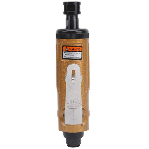 Badass Compact Pneumatic Angle Die Grinder And Knockout Air Powered Rotary Tool For Metal Shaping Fine Detail Work Hardened Steel Motor shown from front view.