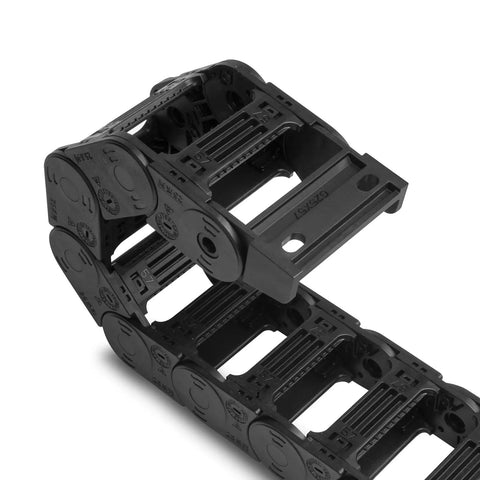 25 By 57mm R55 Bridge Type Drag Chain Cable Carrier Pro Grade For 3D Printers And CNC Routers One Meter Black PA66 Nylon Durable Wire Protection Chain With Easy Open Sections