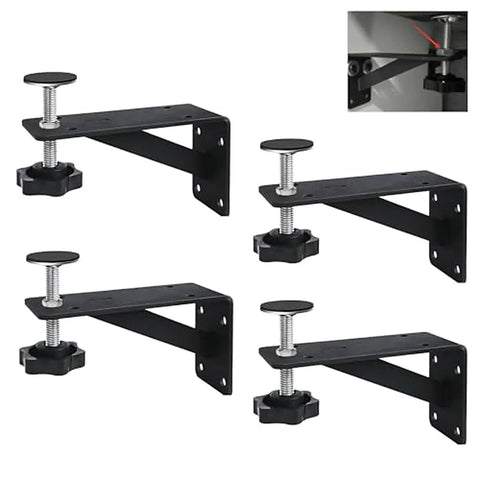 2 Pack Undermount Sink Brackets, Heavy Duty Triangular Mounting Hardware For Basins, Rust Resistant Coating, Rubber Padded Adjustable Knobs, Wobble Free Stable Support For Single Or Double Sinks, black steel