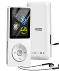 Bluetooth MP3 Player With Dope Built In Speaker And 64GB Card, compact design showing display screen and included earphones.